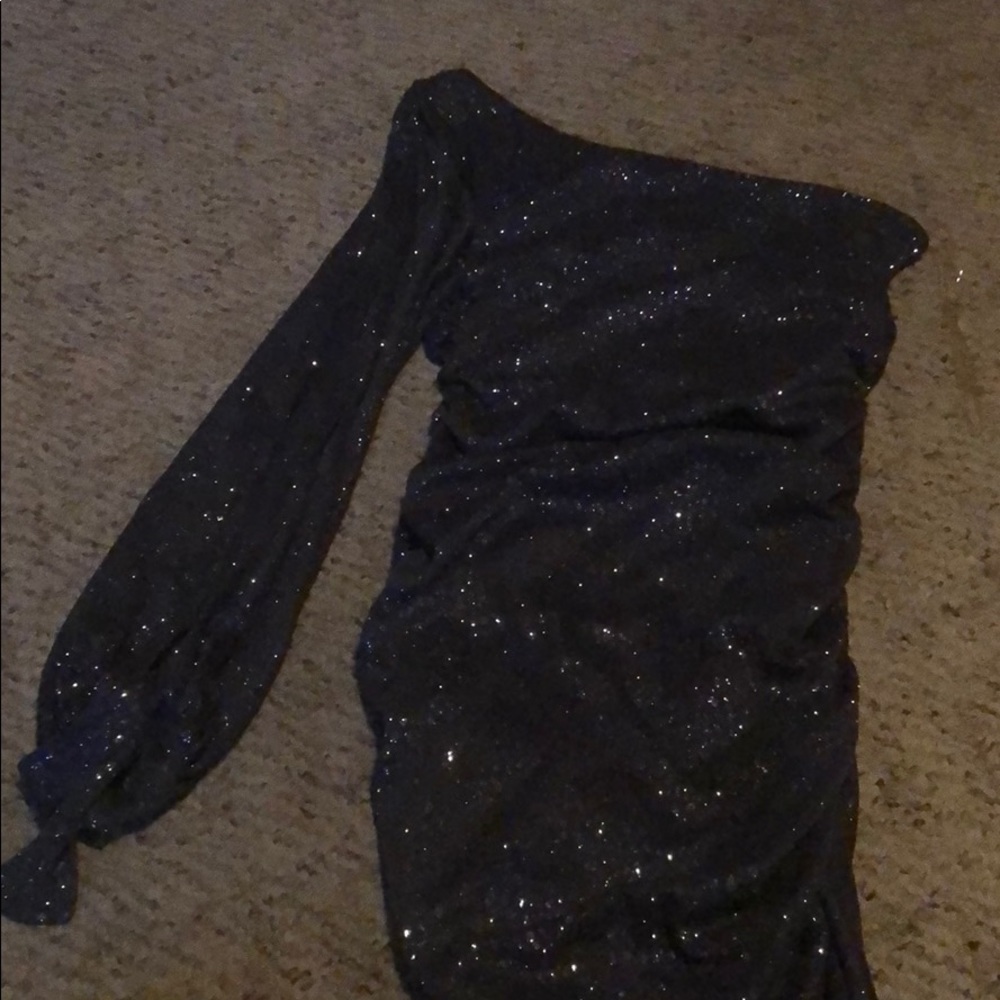 One shoulder sparkly dress